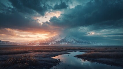 Midnight Tranquility Where Mountains Meet the Sky