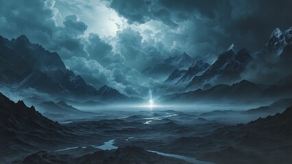 Midnight Tranquility Where Mountains Meet the Sky