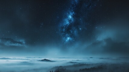 Midnight Tranquility Where Mountains Meet the Sky