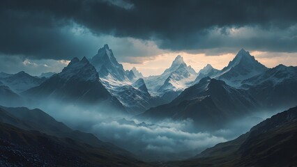 Midnight Tranquility Where Mountains Meet the Sky