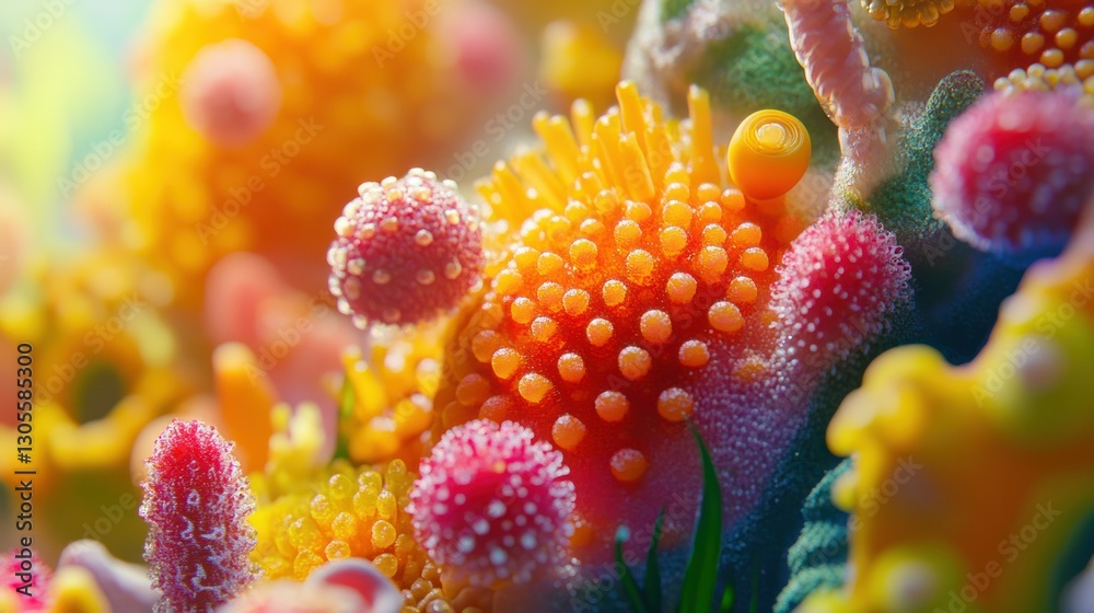 Poster vivid macro photography showing an abstract close up composition of coral