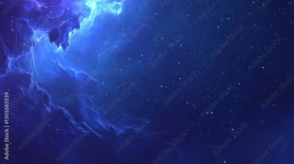Poster majestic view of a deep space nebula with many stars present