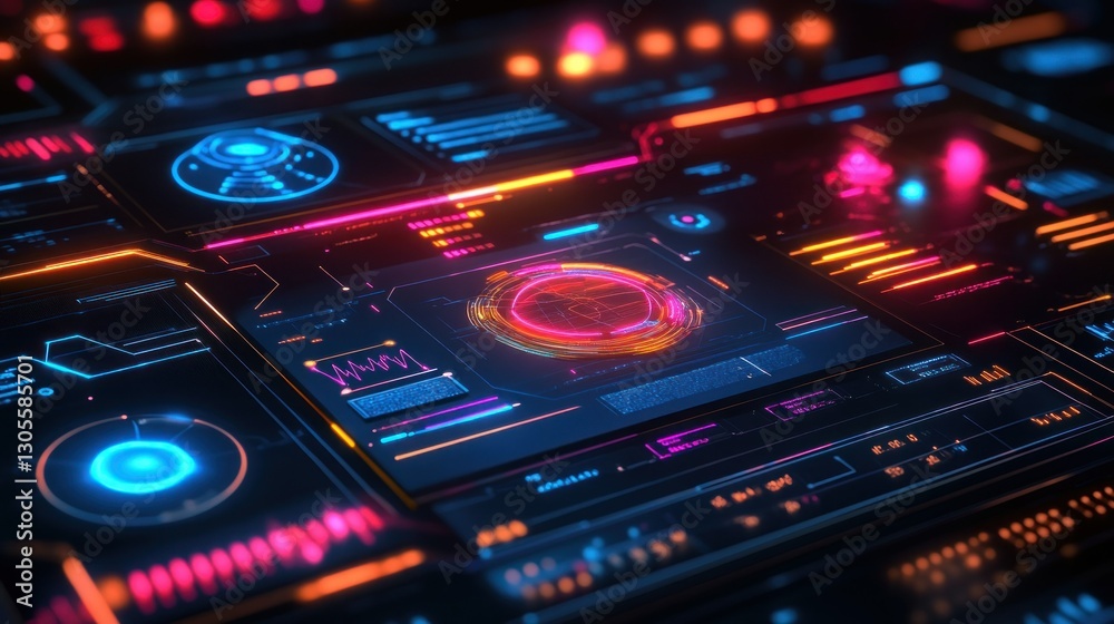 Poster A Futuristic Technological Display Showing Complex Data Information
