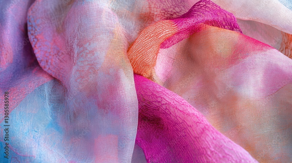 Aufkleber a flowing piece of colorful fabric with gentle patterns and designs