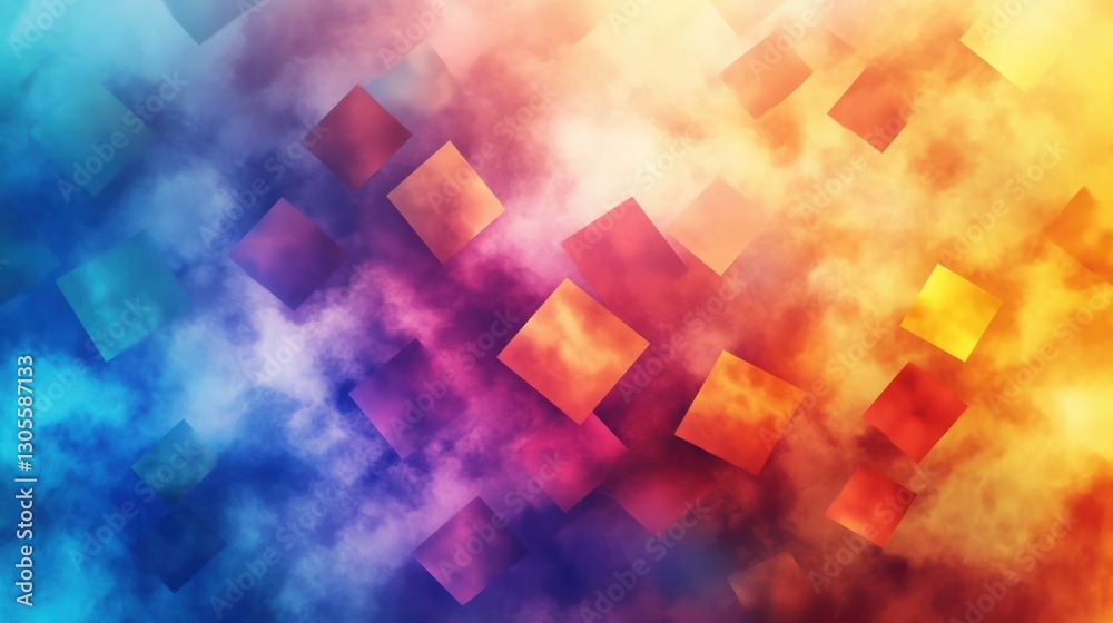 Poster A colorful abstract background showing squares with a soft hazy texture