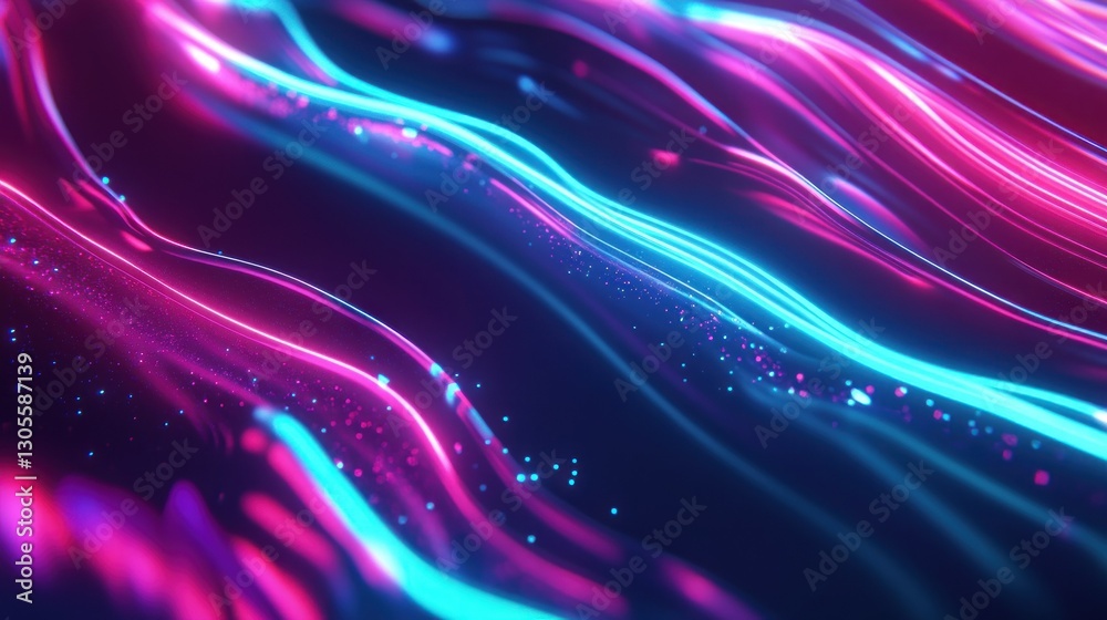 Poster Abstract neon streams creating a beautiful and colorful artistic design