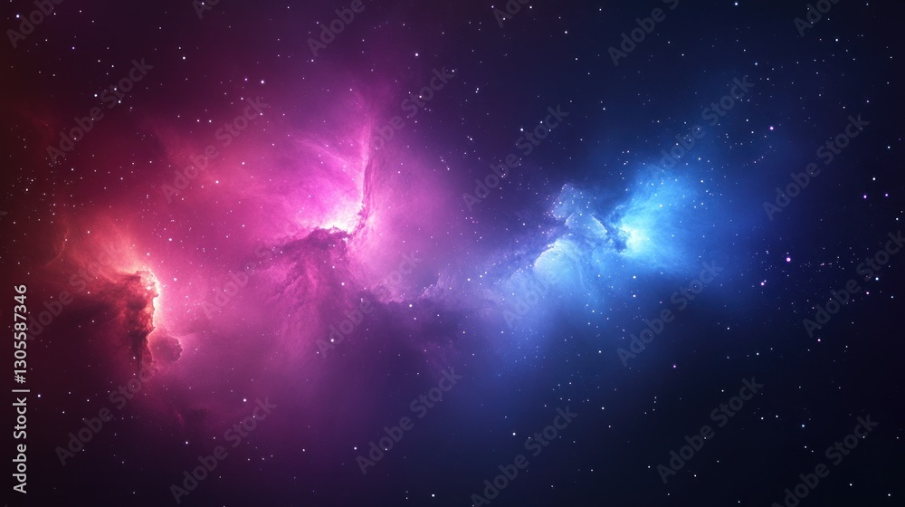 Poster beautiful nebula displaying various colors across the vast cosmic space