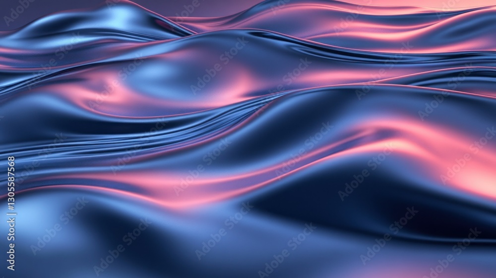 Poster smooth and flowing glossy fabric surface reflecting ambient lighting colors