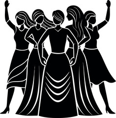 Empowered Women Silhouette for International Women’s Day Vector Illustration