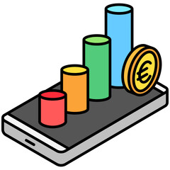 Stock Market isometric outline 3d mini illustration icon, use for modern concept, UI or UX kit, web and app development. related to business, finance, economy.