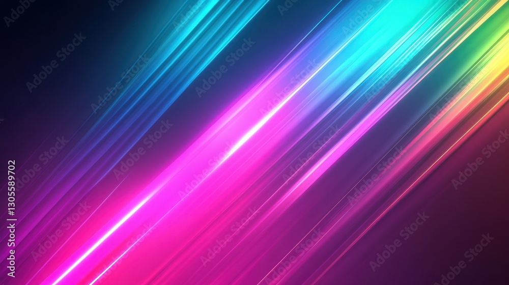 Poster a colorful spectrum of diagonal stripes with lighting effects