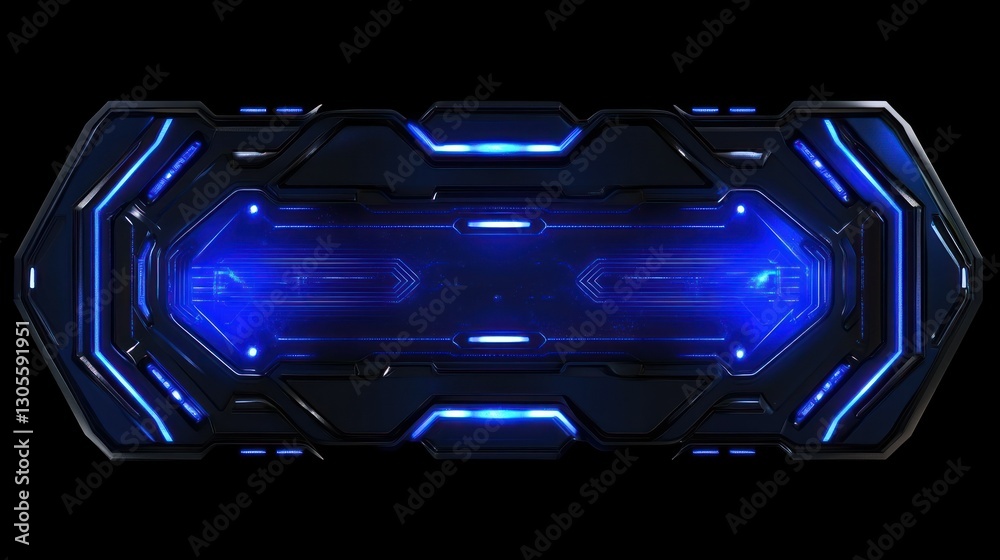 Poster A futuristic blue panel with illuminated lines and angular shape