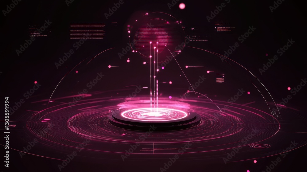 Aufkleber A digital interface displaying a complex connection of data