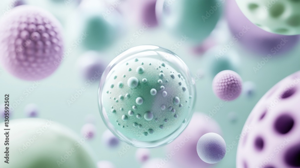 Poster floating spheres and bubbles presenting a modern and artistic display