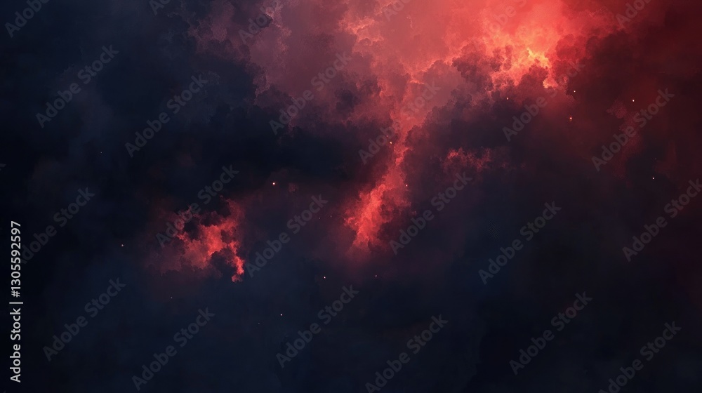 Poster red and black clouds display a dramatic heavenly abstract scene