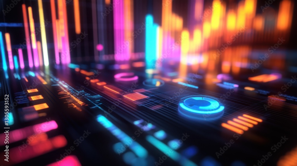 Aufkleber An abstract and colorful view of digital data processing