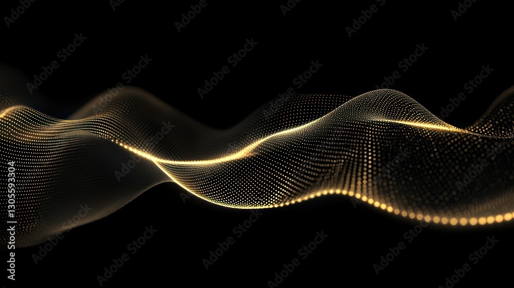 Poster a golden stream of light flows on a black background