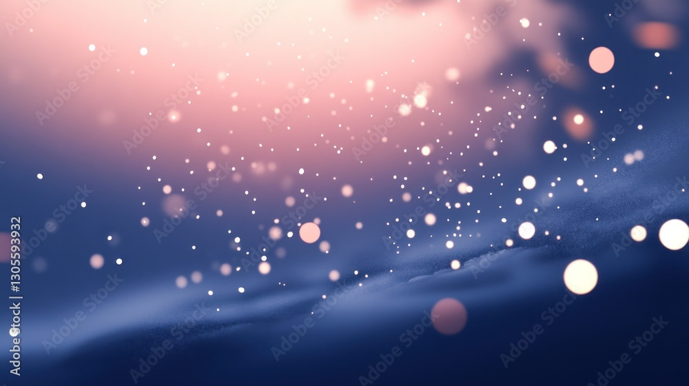 Poster beautiful image showing lights floating over a dark blue sky