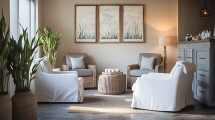 Fototapeta premium Serene Spa Waiting Area With Comfortable Seating