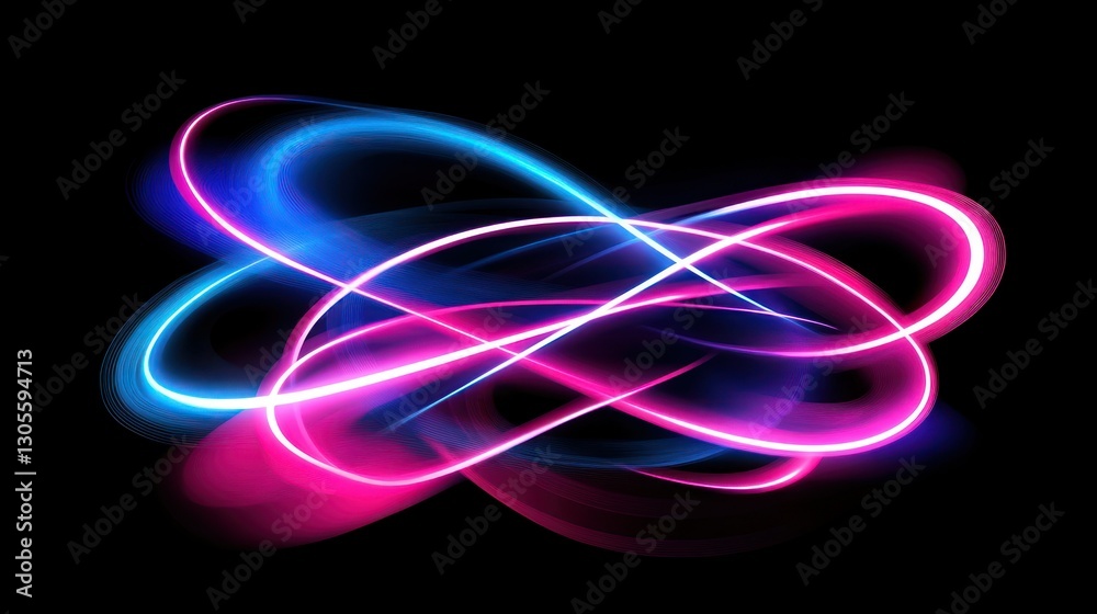Poster the abstract composition displays neon streaks across the black backdrop
