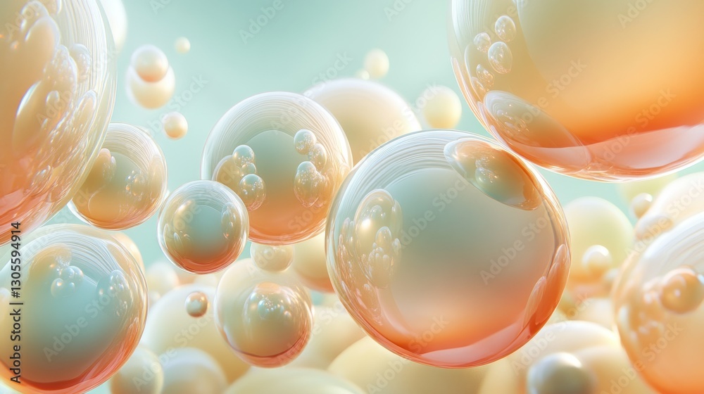 Poster These floating translucent spheres are rendered in an artistic style