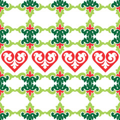 Tatar seamless pattern. Islamic tulip, floral geometry. Culture of the Tatar people, symbols of green and red