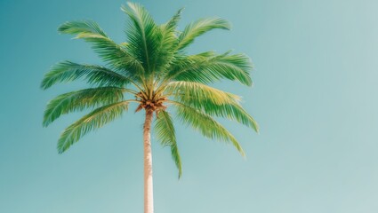Coconut tree watercolor lush green paradise.