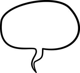 Hand drawn speech bubble outline. Hollow speech bubble. Suitable for comic and conversation. 
