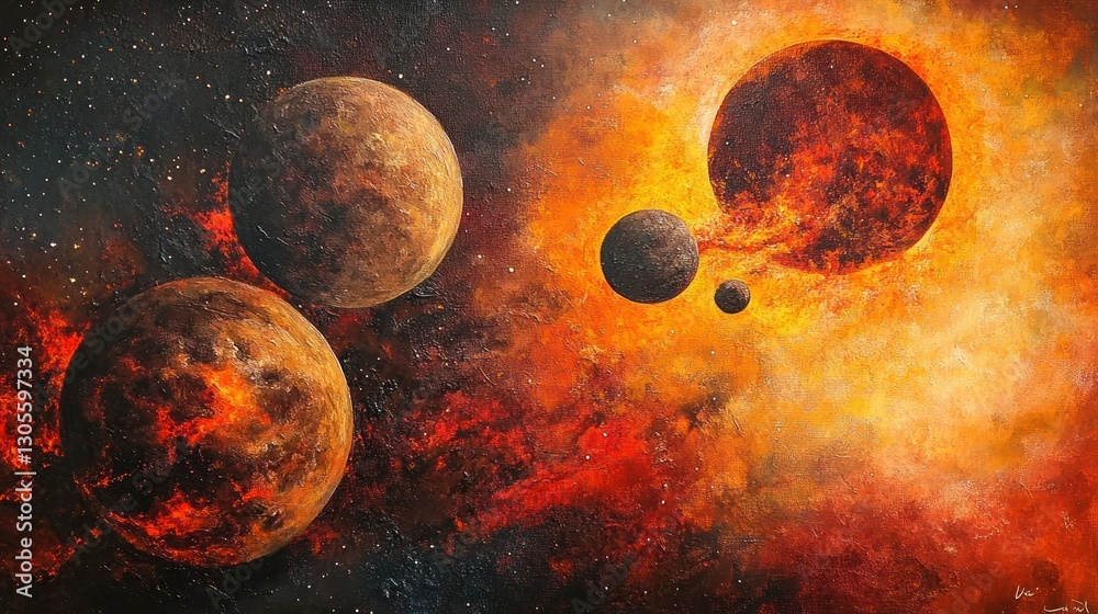 Poster several planets in the cosmic expanse are clearly visible here
