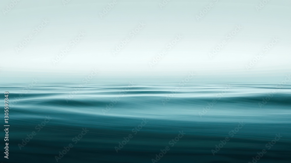 Poster serene water surface with soft waves and a slightly overcast sky