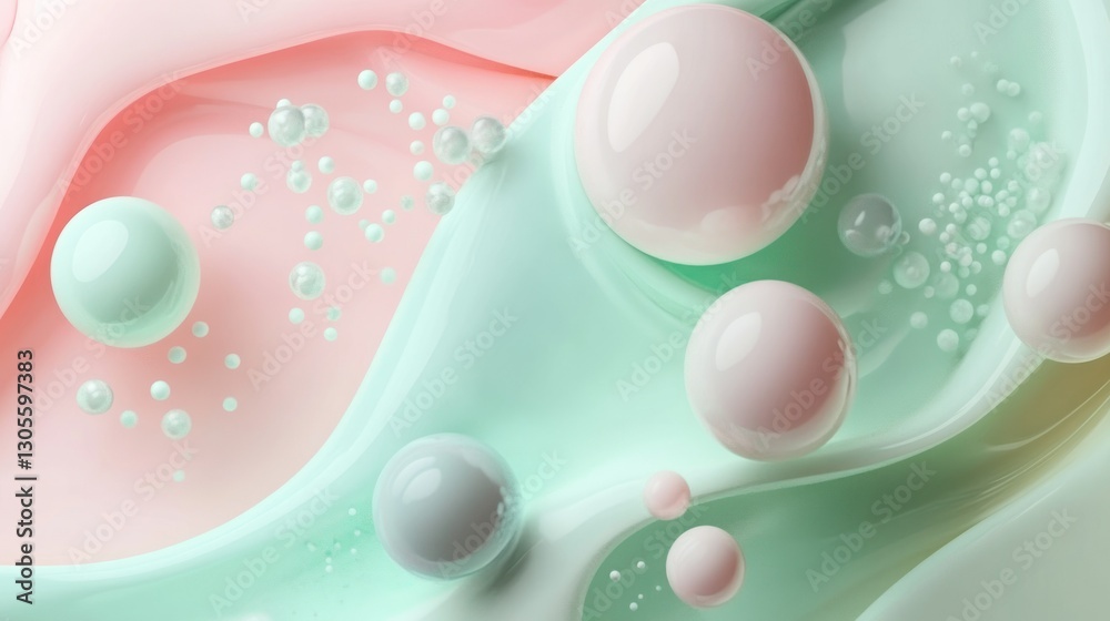 Poster Abstract spheres and a liquid background create a unique composition