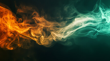 abstract green orange smoke