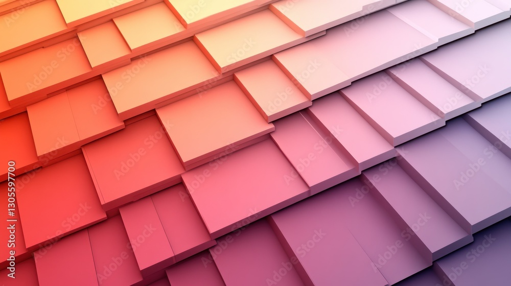 Poster The abstract colorful stacked blocks form a geometric perspective design