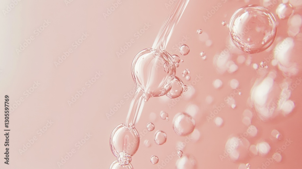Poster Transparent droplets of liquid with various sized bubbles