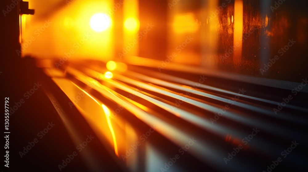 Poster abstract view of the warm illumination and metallic surfaces
