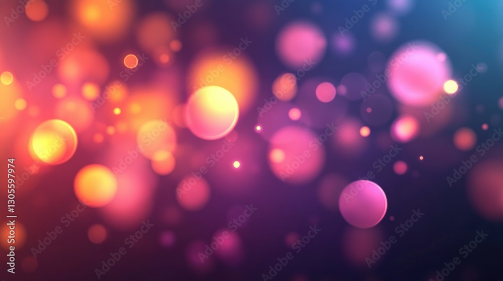 Poster Abstract bokeh background features colorful glowing blurred lights and circles