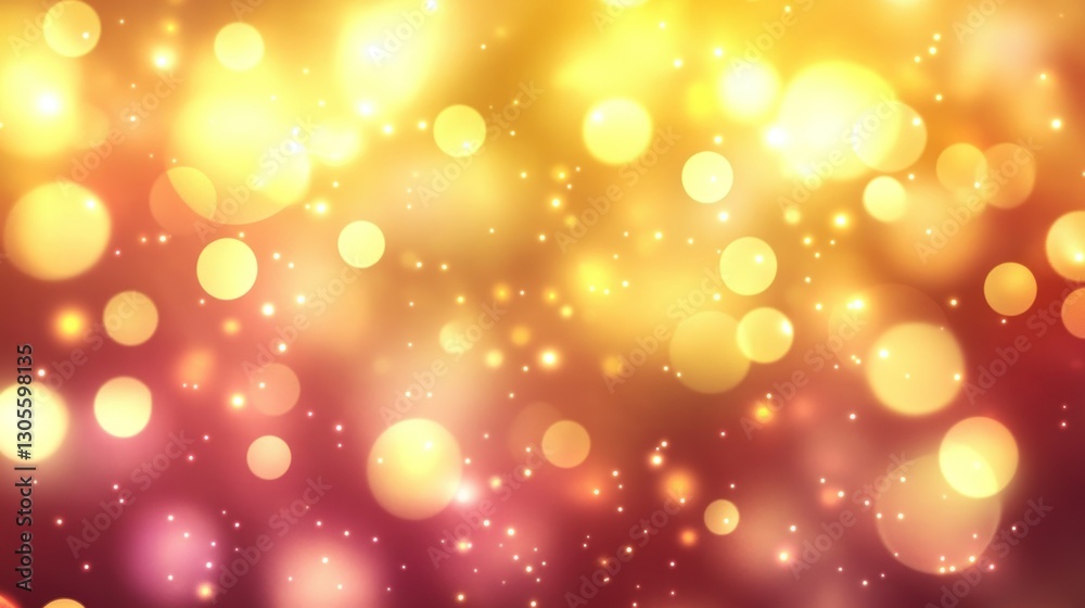 Poster blurry golden and red lights and stars abstract background effect