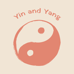 Yin and Yang symbol drawing in soft pastel colors, Feng Shui