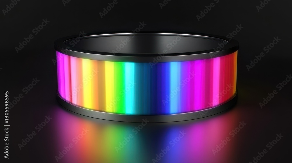 Poster a luminescent rainbow colored ring displaying vibrant vertical stripes of color
