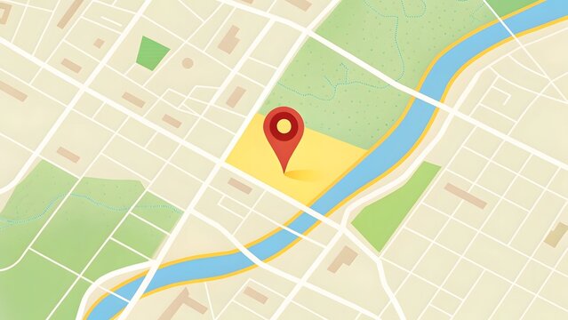 A generic city map with a pin
