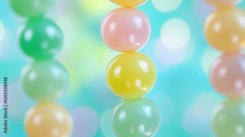 Poster Several colorful spheres appear stacked up in the background