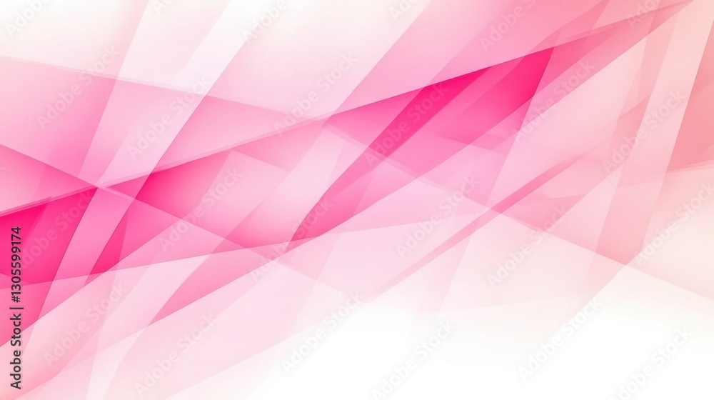 Poster Pink and white abstract background of overlapping shapes and lines