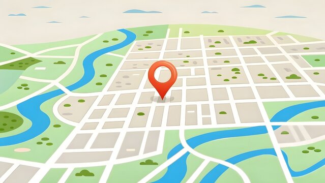 A generic city map with a pin