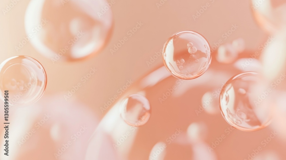 Poster Transparent bubbles floating with some blurring effects in the image