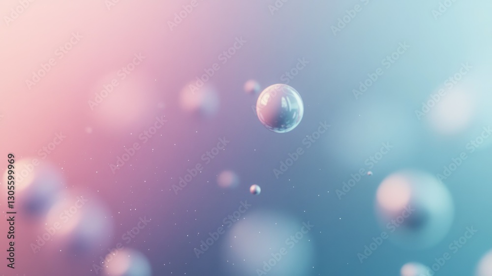 Poster Abstract Bubbles Floating In Air With Soft Color Lighting