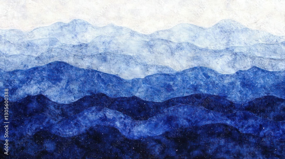 Poster a gradient of mountains creating abstract blue and white scenery