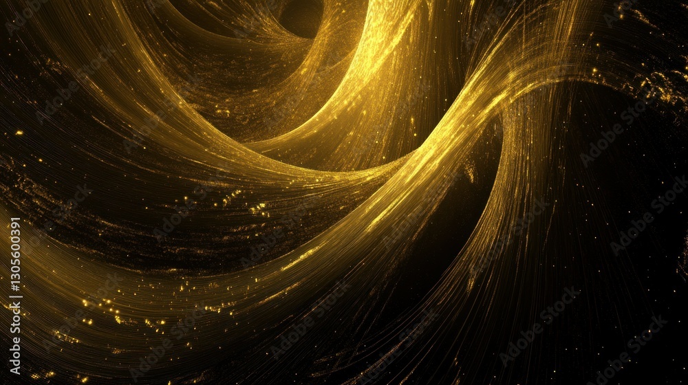 Poster Abstract golden waves radiating from the center create a swirling effect