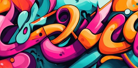 Obraz premium Brightly colored abstract graffiti style artwork with vibrant hues