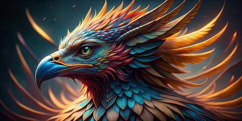 Fototapeta premium Majestic Griffin Close-Up: Mythical Bird of Prey Portrait Photography