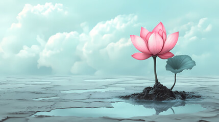 Lotus flower emerging from mud concept of personal transformation. Resilience - Iceberg. Illustration